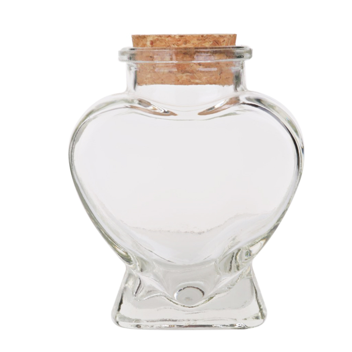 Wishing bottle drifting bottle wedding party Small Mini 80ml heart shape Glass Bottles Jars with Cork Stoppers