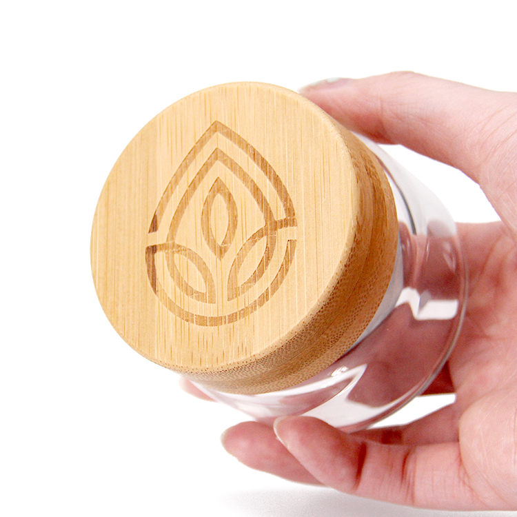 Wonderful wide mouth large capacity acacia wood glass jar cereal storage container with wooden lid