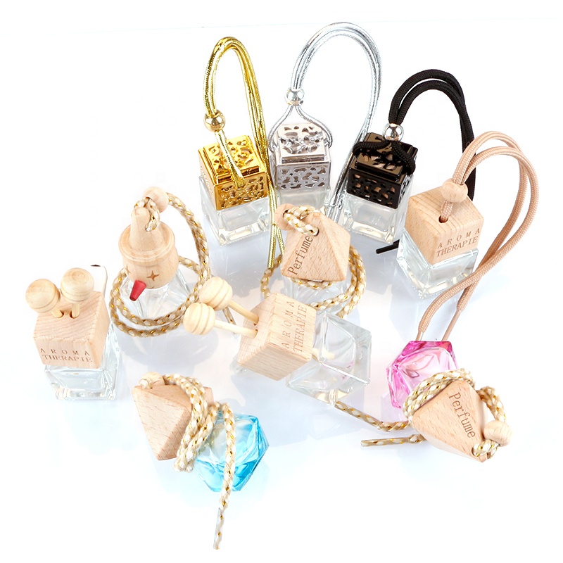 Wood Cap Car Perfume Essential Oil Hanging Bottle