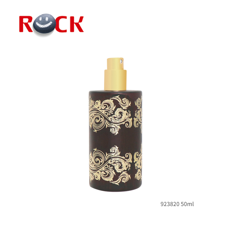 Wooden 50ml arabic round shape perfume glass bottle with magnetic cap