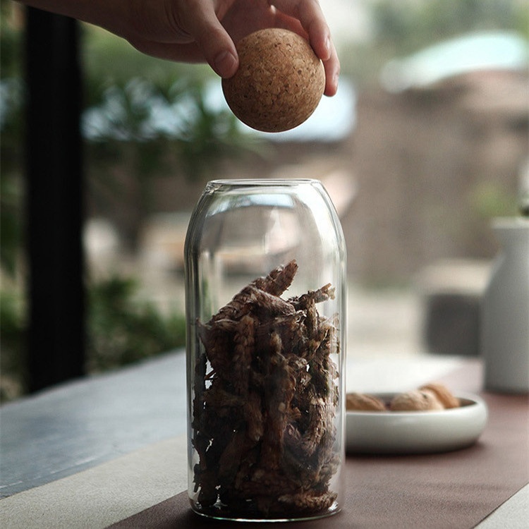 Wooden Ball Stopper Borosilicate Glassjar Custom Big Glass Container