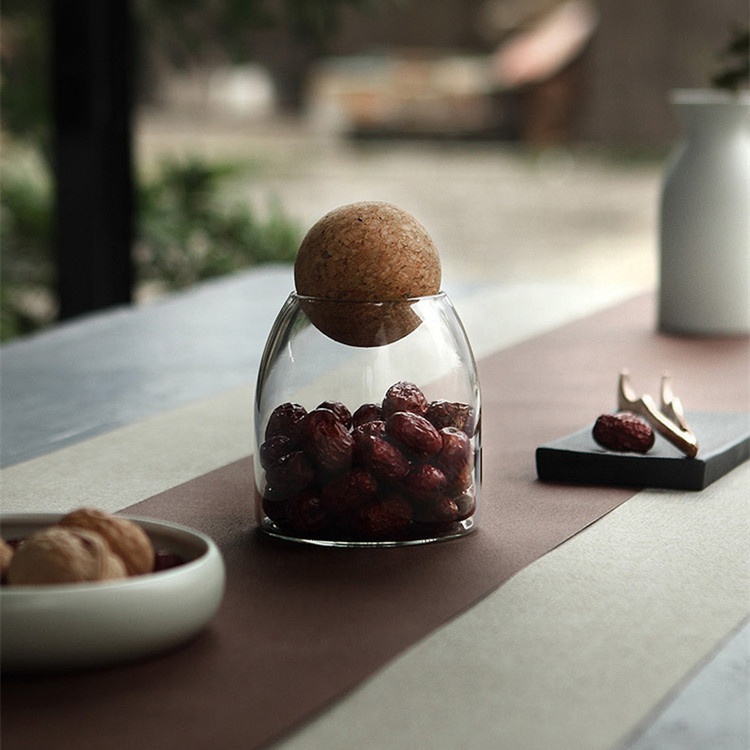 Wooden Ball Stopper Borosilicate Glassjar Custom Big Glass Container