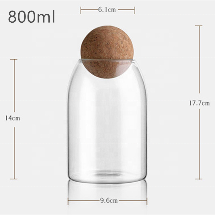 Wooden Ball Stopper Borosilicate Glassjar Custom Big Glass Container
