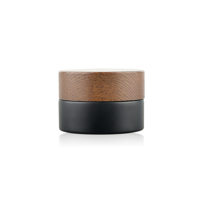 Wooden Bamboo Cap And Dropper Black Glass Bottle