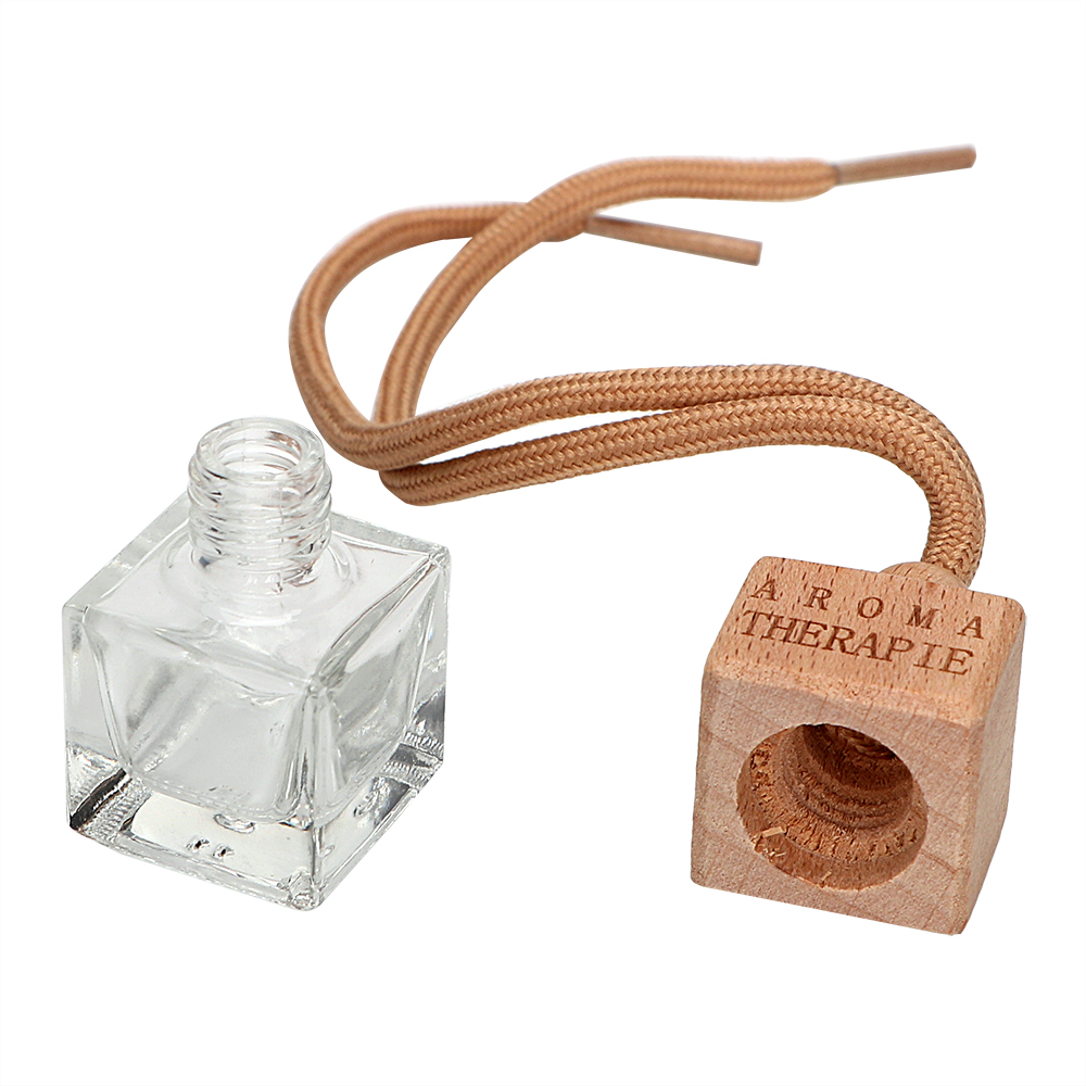 Wooden Cap car Interior Decoration Liquid Glass Empty Hanging Car Air Perfume Bottle 10ml