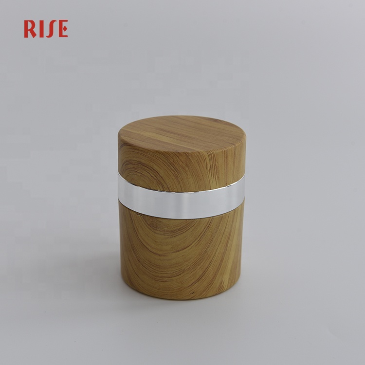 Wooden and acrylic material pressed vacuum container with pump jar cosmetic cream