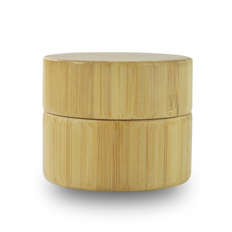Wooden cosmetic packaging glass cream jar with bamboo lid cosmetic 30g 50g bamboo jar with glass inner