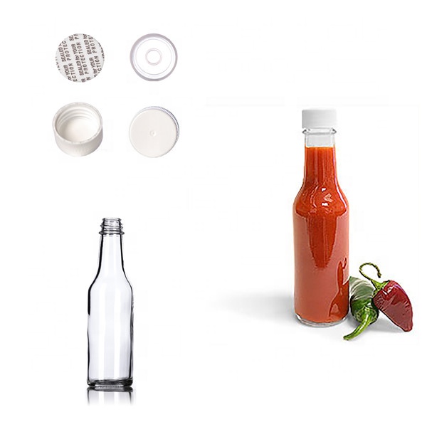 Woozy 5oz Round Glass Bottle with Cap, Hot Sauce Bottle with cheap price