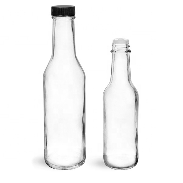 Woozy 5oz Round Glass Bottle with Cap, Hot Sauce Bottle with cheap price