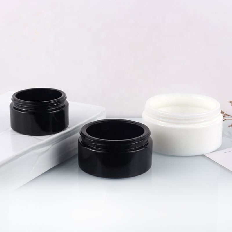 XT001 Wholesale 30g black glass cream jar 50g 5g 10g 15g 20g 25g 100g