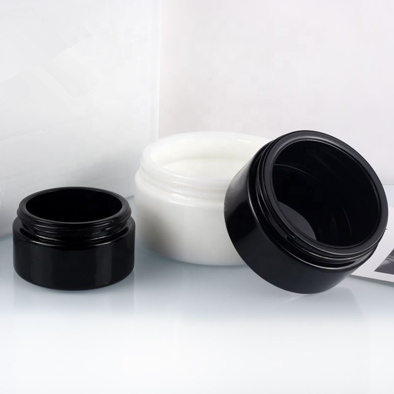 XT001 Wholesale 30g black glass cream jar 50g 5g 10g 15g 20g 25g 100g
