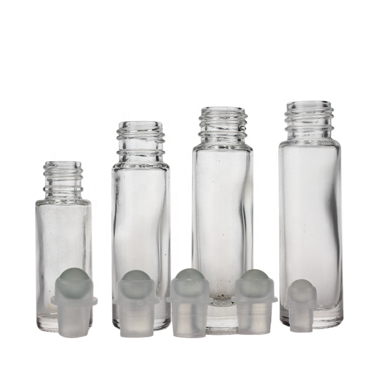 Xcellent Quality 5ml Transparent Thick Base Roll On Applicator Glass Bottle With Gold Cap