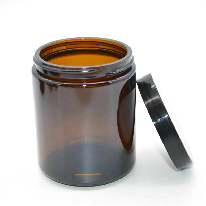 Xuzhou Abeisi Fast Delivery Empty Round 9oz Custom Amber Glass Candle Jar 250 ml Candle Holder With Lid