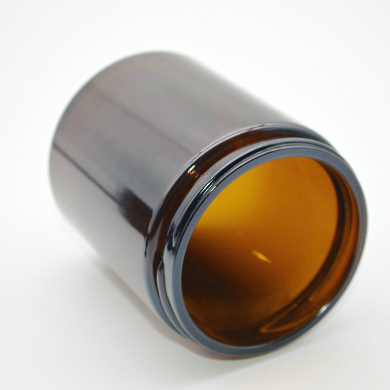 Xuzhou Abeisi Fast Delivery Empty Round 9oz Custom Amber Glass Candle Jar 250 ml Candle Holder With Lid