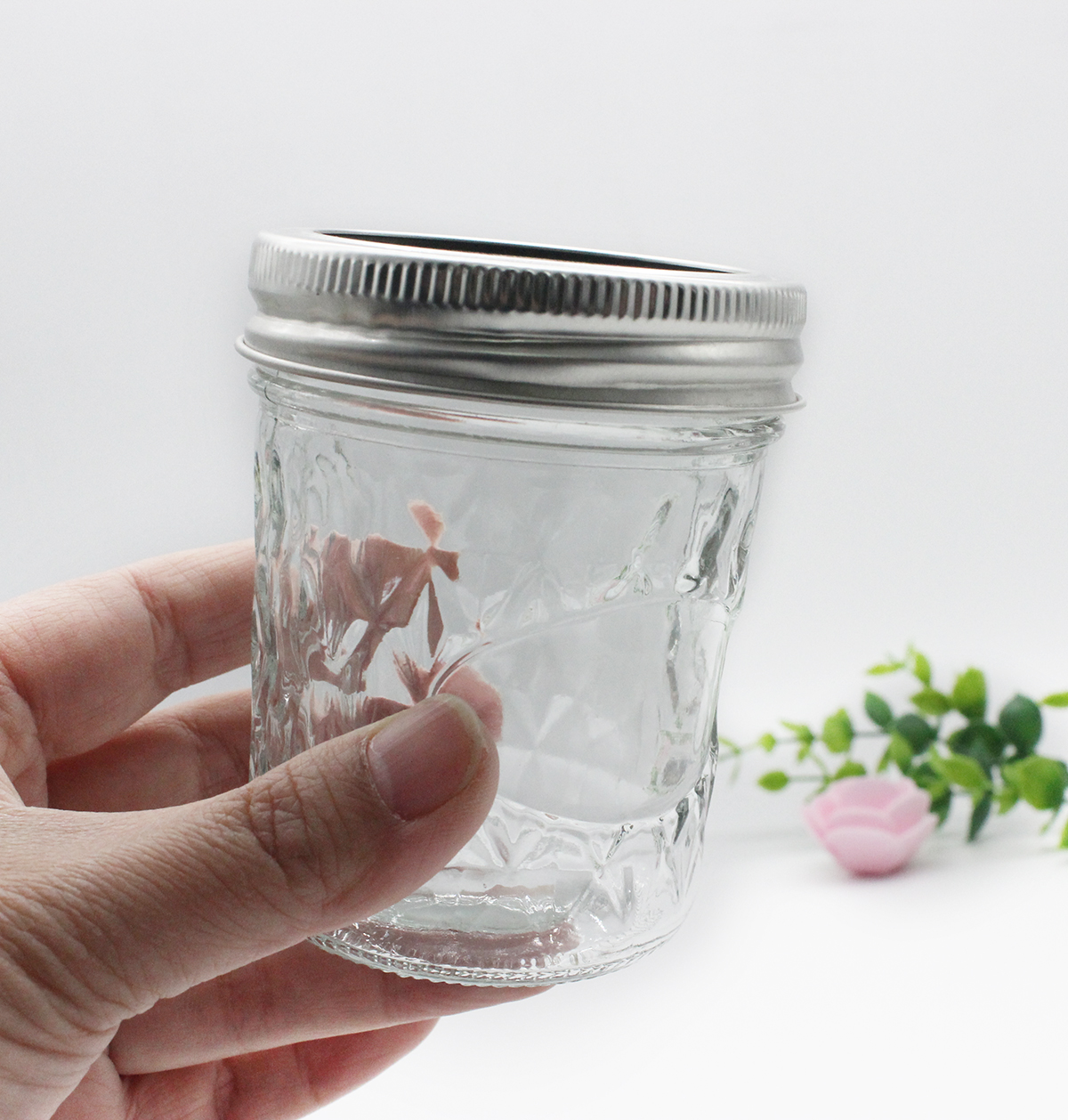 Xuzhou custom empty 200ml jam jelly glass storage jar caviar glass mason jar with metal lid
