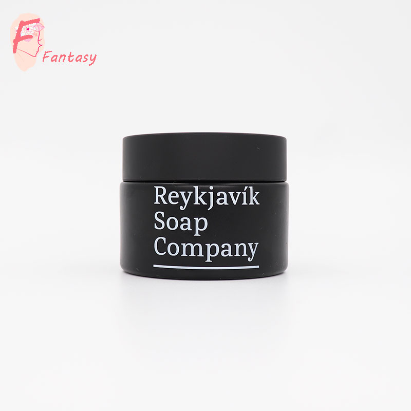Xuzhou factory custom private printing 30ml 50ml 100ml matte black glass cream jar personal skin care glass jar container bottle