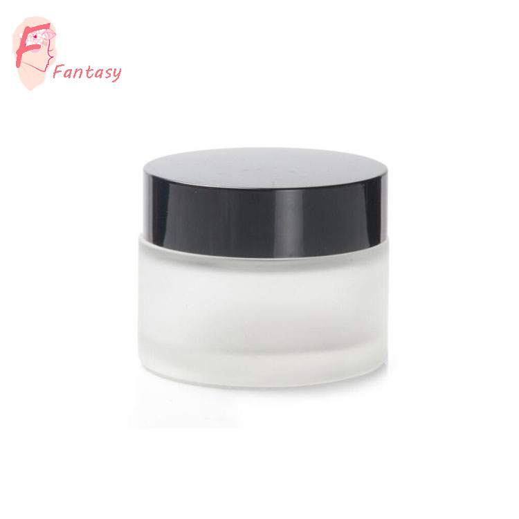 Xuzhou factory custom private printing 30ml 50ml 100ml matte black glass cream jar personal skin care glass jar container bottle