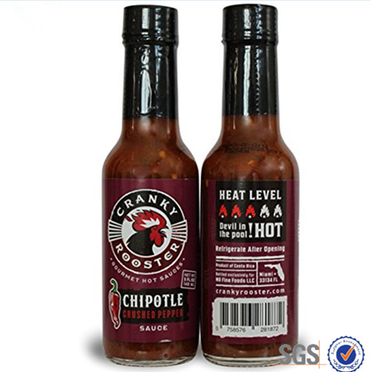 Xuzhou factory hot chili sauce glass bottle/ glass chili pepper bottles 150ml 250ml in stock