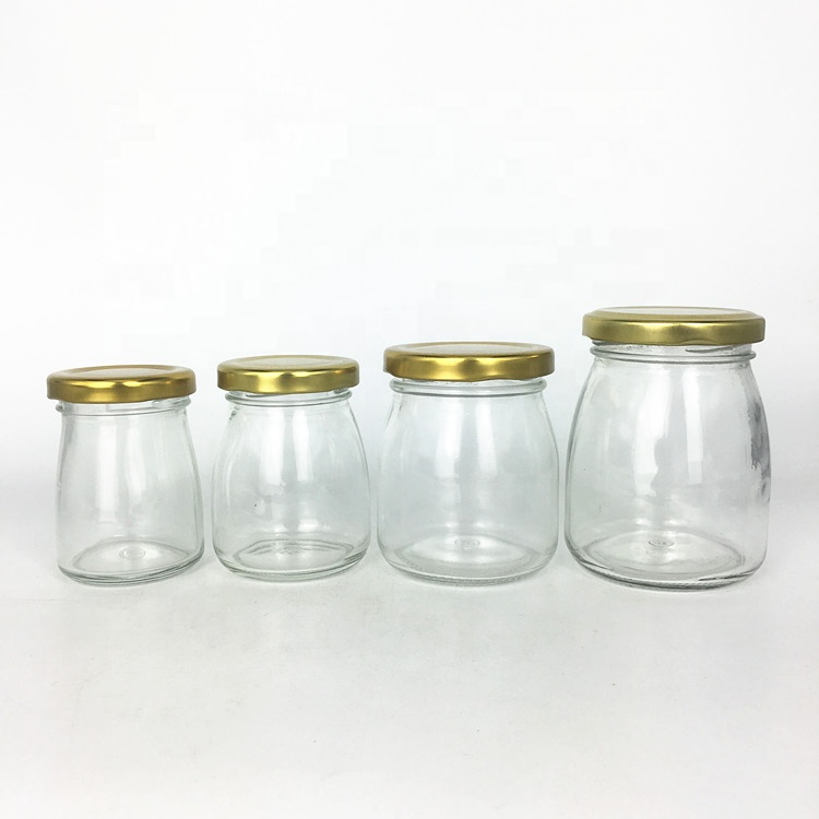 Xuzhou manufacturer 50ml 100ml 150ml 200ml small glass pudding jar jam jar with lid