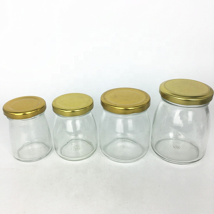 Xuzhou manufacturer 50ml 100ml 150ml 200ml small glass pudding jar jam jar with lid