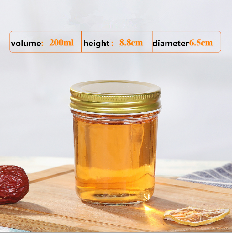 Xuzhou wholesale 200ml 300ml 400ml 500ml bulk chili sauce glass food storage glass jar with metal screw lid