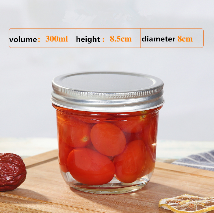 Xuzhou wholesale 200ml 300ml 400ml 500ml bulk chili sauce glass food storage glass jar with metal screw lid