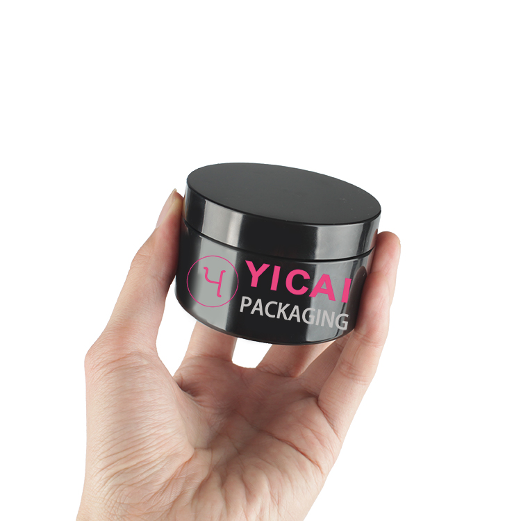 YICAI Free Sample 10-350g OEM Black Cosmetic Plastic Containers Hair PETG Jar