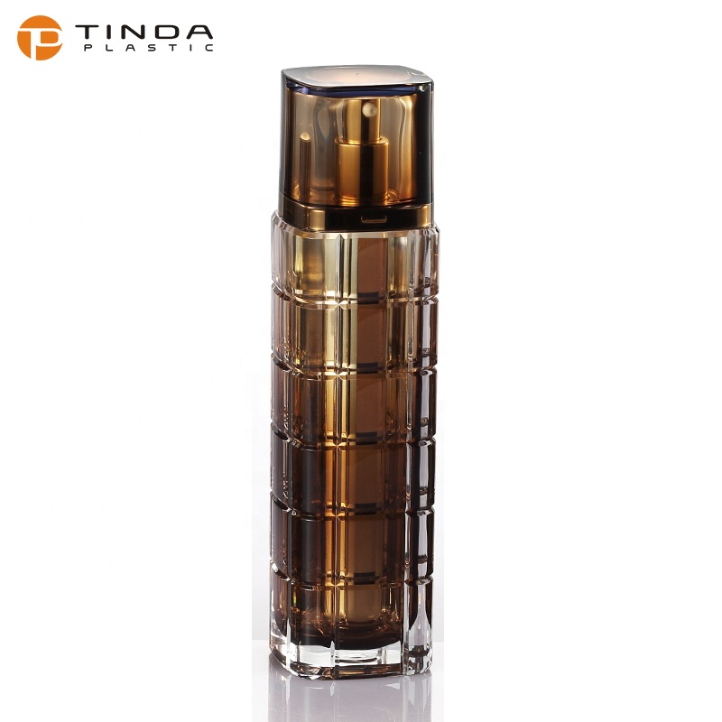 YKL224 new design empty square UV gold acrylic cosmetic bottle jar 30ml 50ml