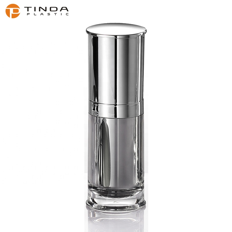 YKL234 20g 30g 50g empty shiny silver cosmetic acrylic lotion bottle and cream jar set