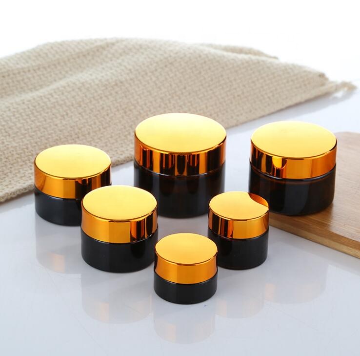 YLK108-5g 10g 15g 20g 30g 50g 100g amber cosmetic glass jar 20ml 30ml 50ml 60ml 100ml frosting glass cosmetic jar