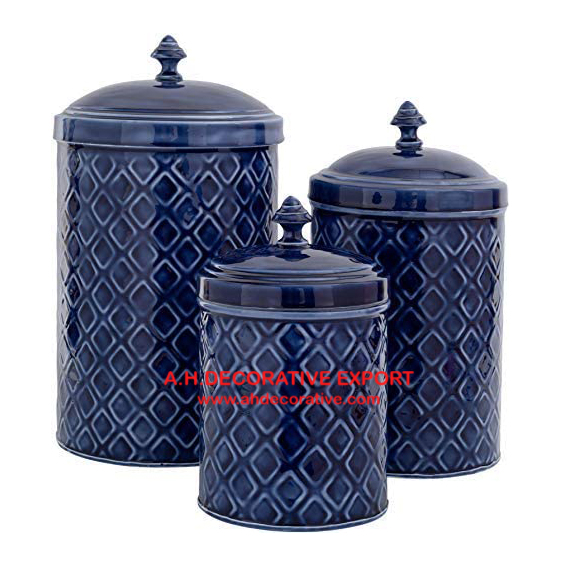 Yellow Color Metal Canister Set for Kitchen Storage