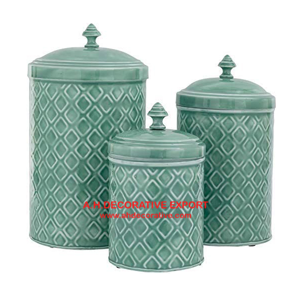 Yellow Color Metal Canister Set for Kitchen Storage