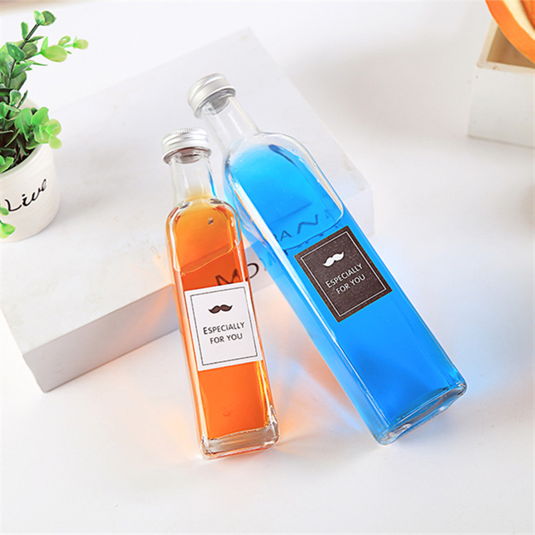 Youcheng 300ml 400ml 500ml 12 oz screw cap clear wide mouth french square glass beverage wine juice bottle for package