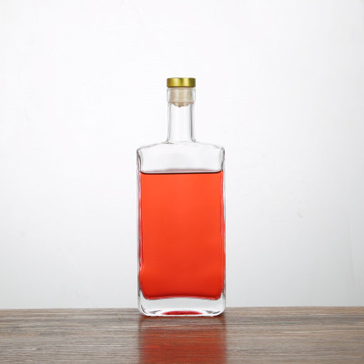 Youcheng square 500ml clear empty white gin wine liquor brandy vodka glass bottle with cork