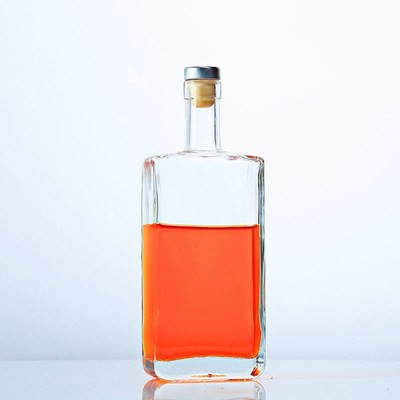 Youcheng square 500ml clear empty white gin wine liquor brandy vodka glass bottle with cork