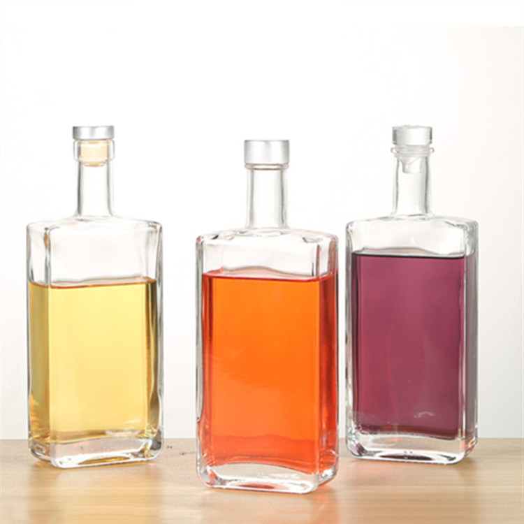 Youcheng square 500ml clear empty white gin wine liquor brandy vodka glass bottle with cork