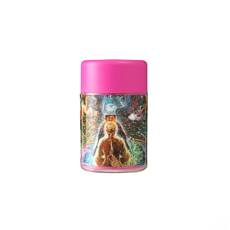 Yufan JL-059Y HOt sale LED Storage JAR with magnifier Custom Picture LOGO Plastic Container sealed jars