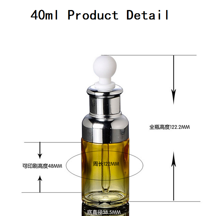 Ze Light 20ml 40ml Cosmetic Packaging Glass Dropper Bottle Essence Oli Serum Bottle