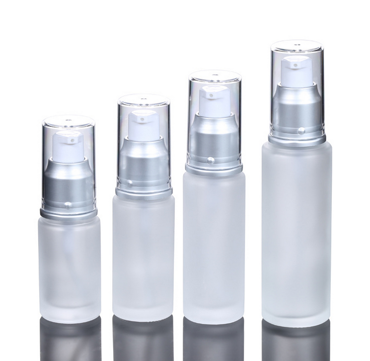 Ze Light Frosted Glass Airless Pump Lotion Bottle Biodegradable Cosmetic Packaging