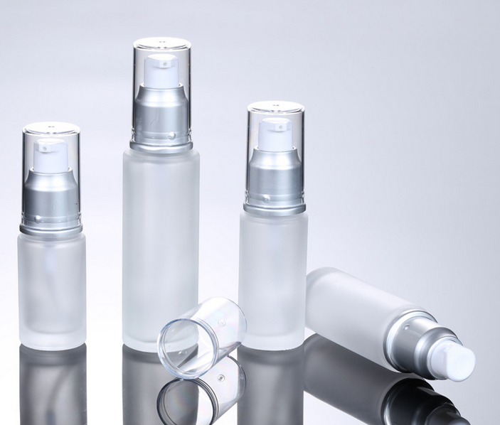 Ze Light Frosted Glass Airless Pump Lotion Bottle Biodegradable Cosmetic Packaging