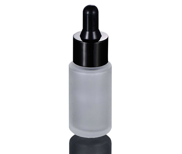 Ze Light Stock Product 20ml Frosted Glass Flat Shoulder With black Cap Essence Oil Serum Dropper  Bottle