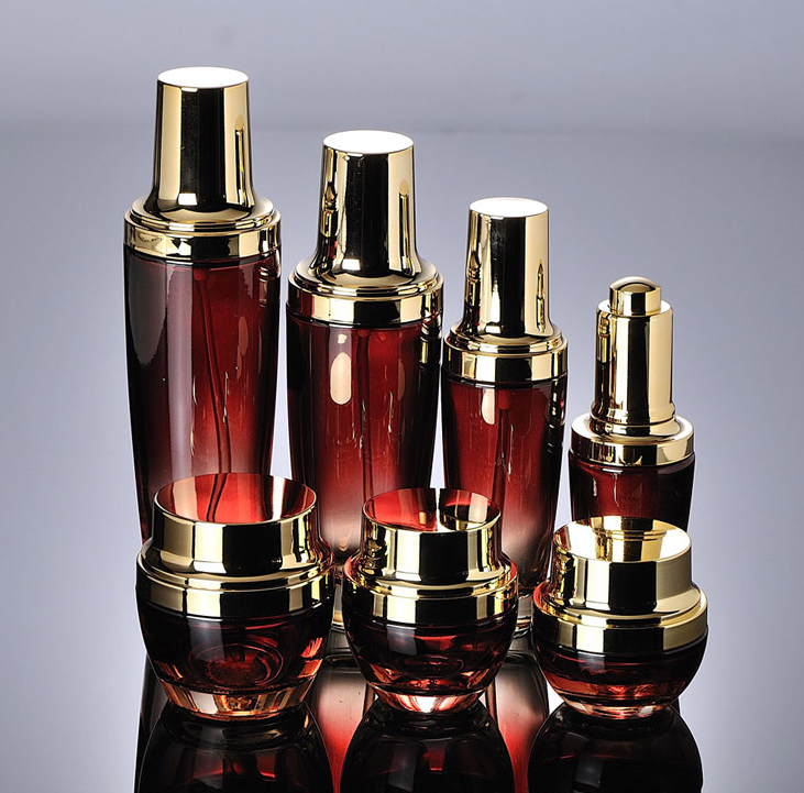 Ze Light Stock Product 50g Red Black Empty Body Face Cream Glass Jar Luxury Cosmetic Packaging Set
