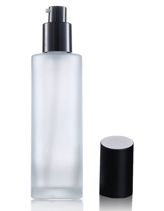 Ze Light Stock Product Empty 100ml Cylinder Frosted Glass Lotion Pump Bottle Luxury Cosmetic Packaging