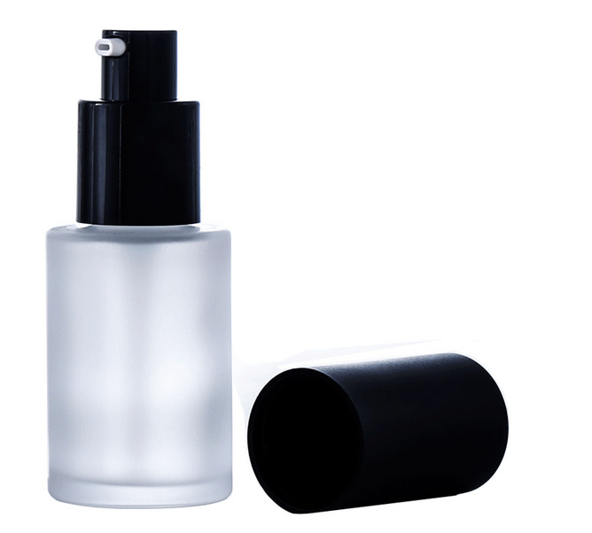 Ze Light Stock Product Empty 30ml Cylinder Frosted Glass Lotion Pump Bottle Luxury Cosmetic Packaging Set