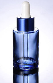Ze Light Stock Product Empty Flat Shoulder 30ml Blue Glass Dropper Bottle Serum Bottle Cosmetic Glass Bottle Packaging