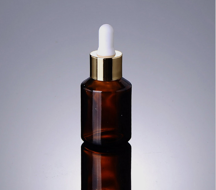 Ze Light stock product 30 ml Glass Dropper Face Serum Essence Oil Red Bottle With Gold Cap Luxury Cosmetic Packaging Bottle