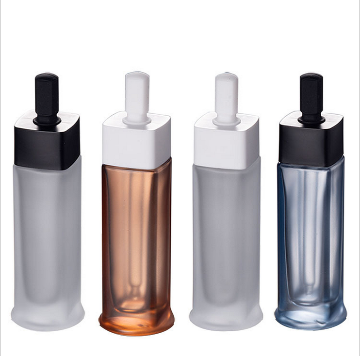 Ze light 30ml Toner Lotion Bottle Elegant Square Glass Bottle Travel Cosmetic Dropper Bottle
