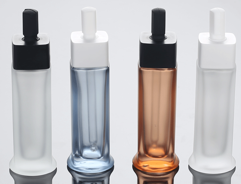 Ze light 30ml Toner Lotion Bottle Elegant Square Glass Bottle Travel Cosmetic Dropper Bottle