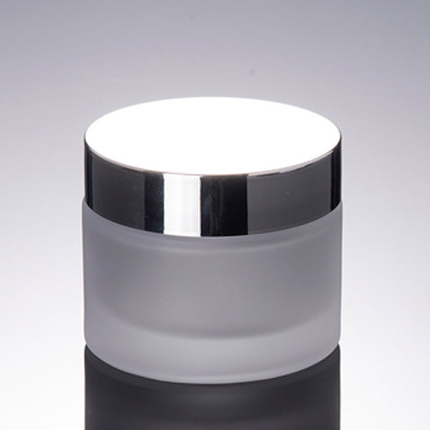 Ze light Stock Product Empty 50g Cylinder Cream Jar Frosted Cosmetic Glass Jar Packaging Container