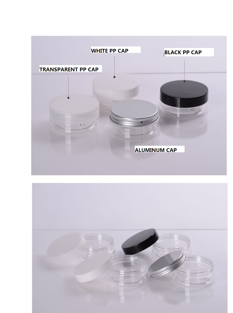 Zhejiang 50g screen printing customized cheap plastic 50g cosmetic jar with straight side black screw top lids